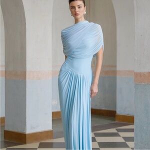 Miss Rosier Blue Draped Maxi Dress